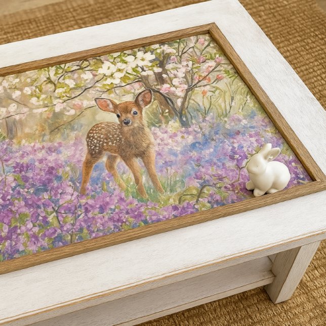 Papel De Seda Springtime Purple Phlox and Fawn  (Decoupage fawn and purple phlox table top.  Perfect for spring home decor )