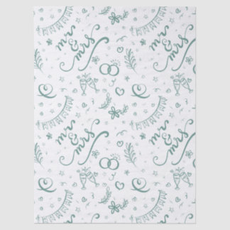 Papel De Seda Sr e sra desenhos fofos em sage