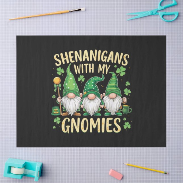 Papel De Seda St Patrick’s Day Lucky Shamrock Gnome  (Arte )