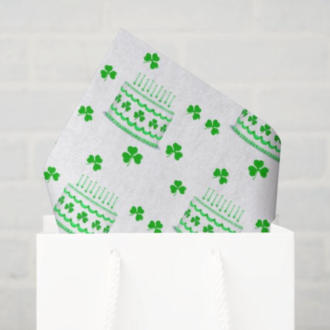 Papel De Seda St. Patrick's Birthday Cake Pattern (Sacola de presentes)