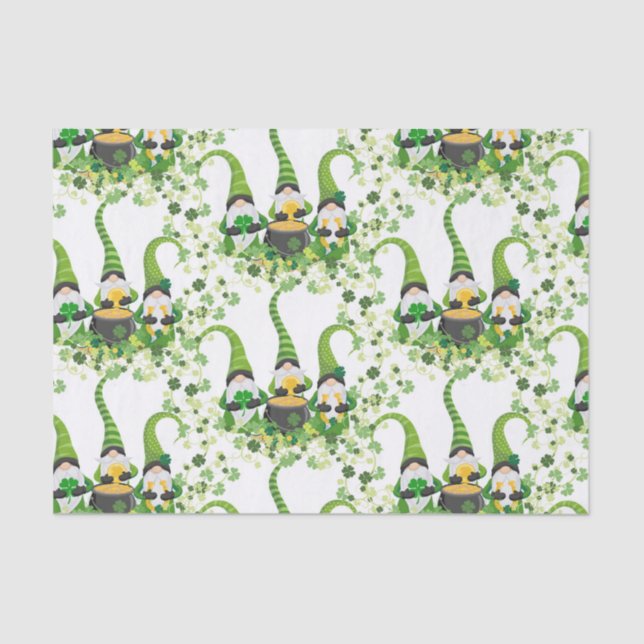 Papel De Seda St Patricks Day Green Clovers Old Leprechaun (Frente )