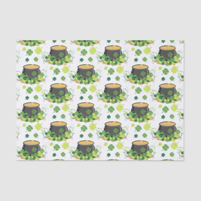 Papel De Seda St Patricks Day Ireland Green Clover Leprechaun (Frente )