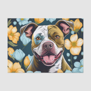 Papel De Seda Staffordshire Bull Terrier Floral