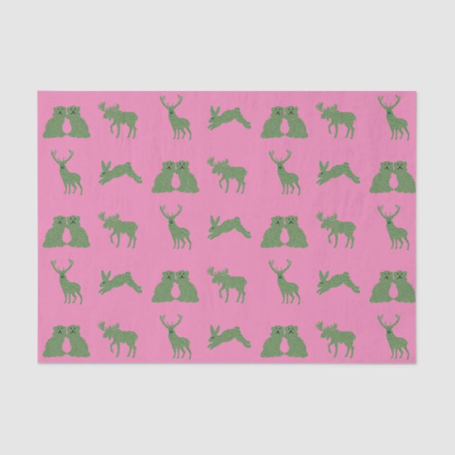 Papel De Seda Staffordshire Dogs Topiary Deer Rabbit (Frente )