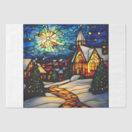 Papel De Seda Stained Glass Winter Village