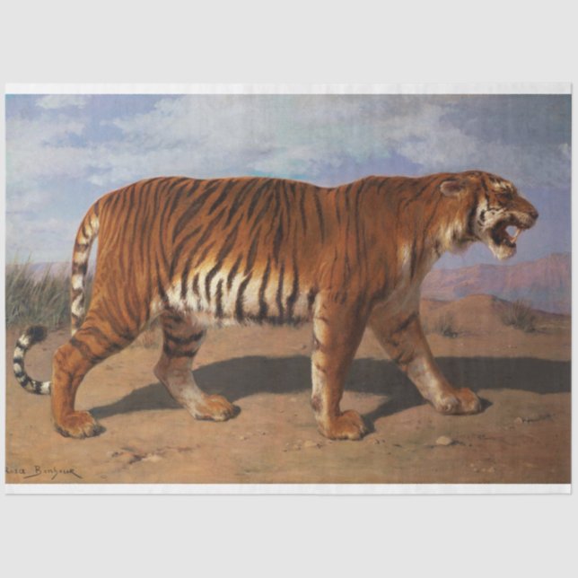 Papel De Seda Stalking Tiger (por Rosa Bonheur) (Frente )