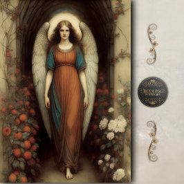 Papel De Seda Standing Archway Angel Floral Garden Decoupage