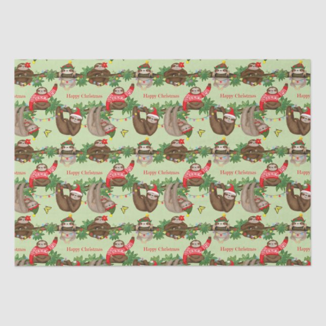 Papel De Seda Stanley Sloth e amigos tecidos de Natal (Frente )