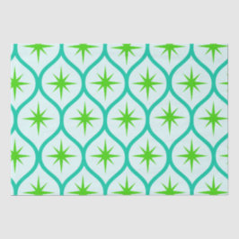 Papel De Seda Starbursts Verdes do meio século em Padrão de Ovai