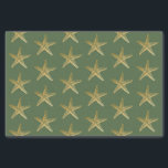 Papel De Seda Starfish Beach Coast Christmas Seashell Dourado Gr<br><div class="desc">O Livro dos Tecidos de Natal da Beachy com uma estrela-do-mar de ouro num fundo verde festivo. O design tropical é uma forma única de celebrar um feriado na costa. Outras cores e acessórios correspondentes disponíveis no Compro Destinos de forma de papel.</div>