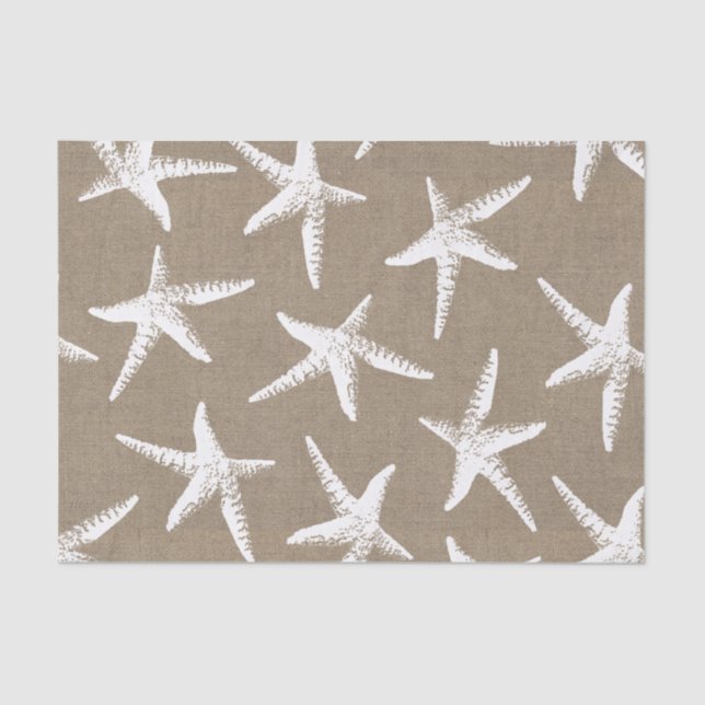 Papel De Seda Starfish Branco Costeiro e Burlap Faux (Frente )