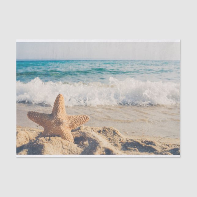 Papel De Seda Starfish em uma fotografia de Sandy Beach (Frente )