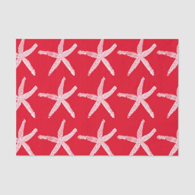 Papel De Seda Starfish Pattern Beach Christmas Red White 2020 (Frente )