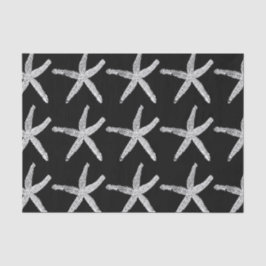 Papel De Seda Starfish Pattern Beach Natal Black White Legal