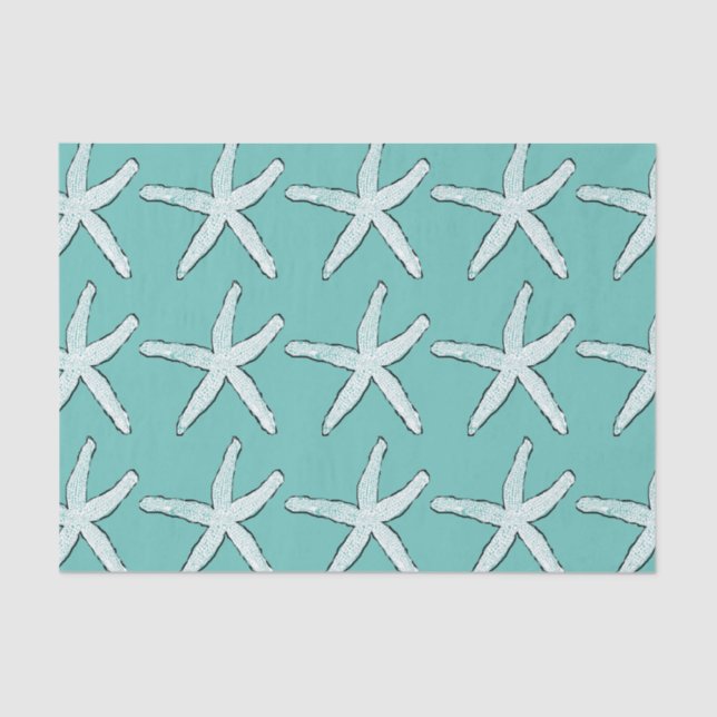 Papel De Seda Starfish Pattern Beach NIMO Coastal Azul (Frente )