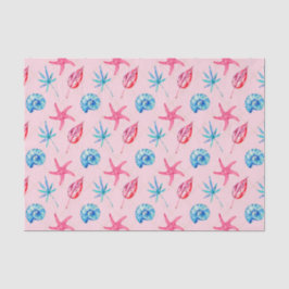 Papel De Seda Starfish Rosa e Shell Azul (Série Design 83 Rosa)