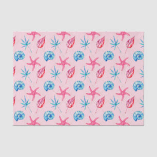 Papel De Seda Starfish Rosa e Shell Azul (Série Design 83 Rosa)