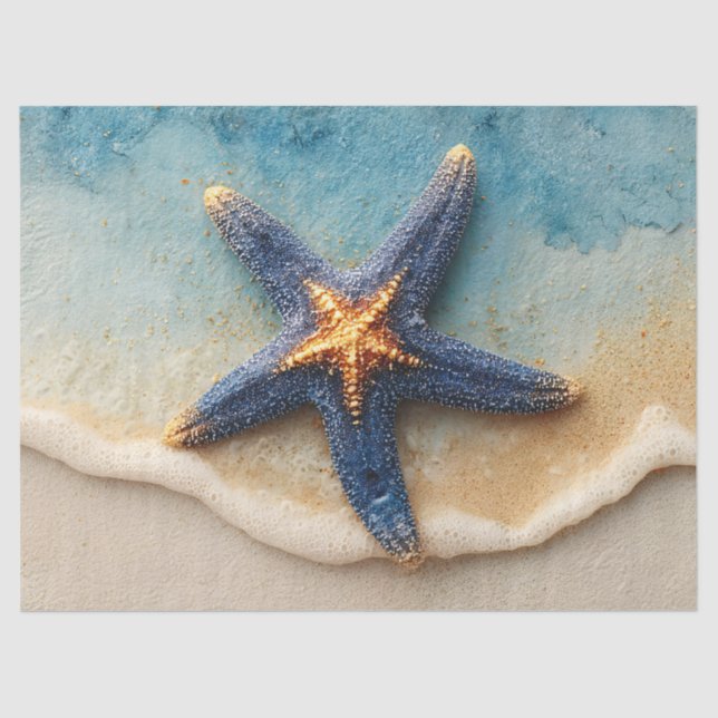 Papel De Seda Starfish vibrante em Sandy Beach (Frente )