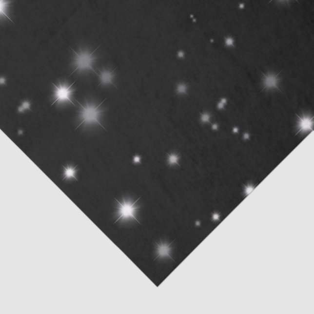 Papel De Seda Starlight Sparkles Black and White Stars (Detalhes)