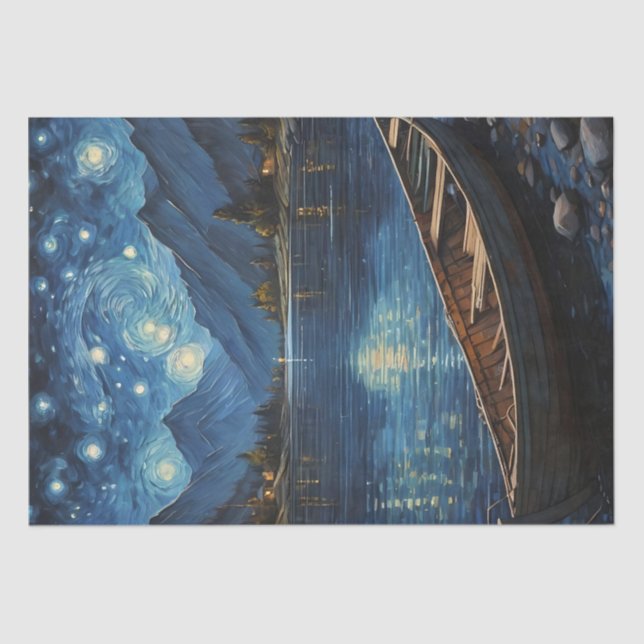 Papel De Seda "Starlit Drift: Pescaria Sob O Cosmos (Frente )