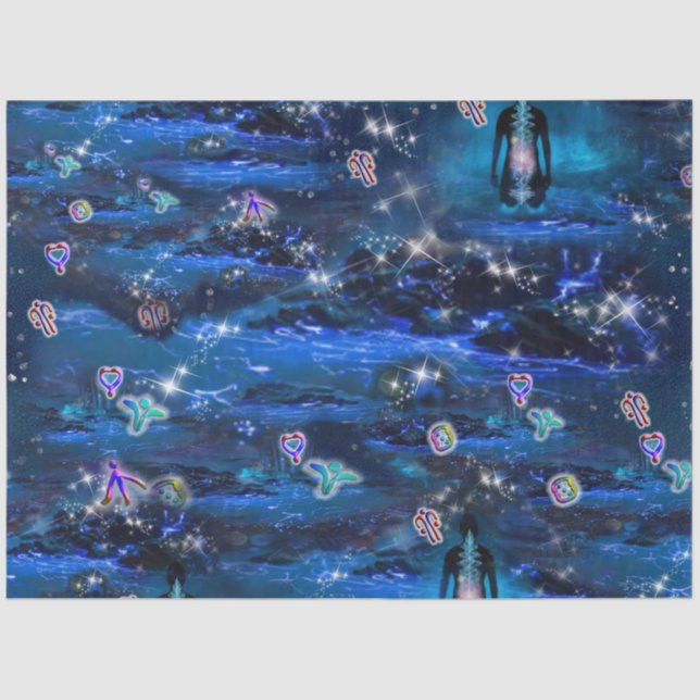 Papel De Seda Starry Bioluminescence Waterfall (Frente )