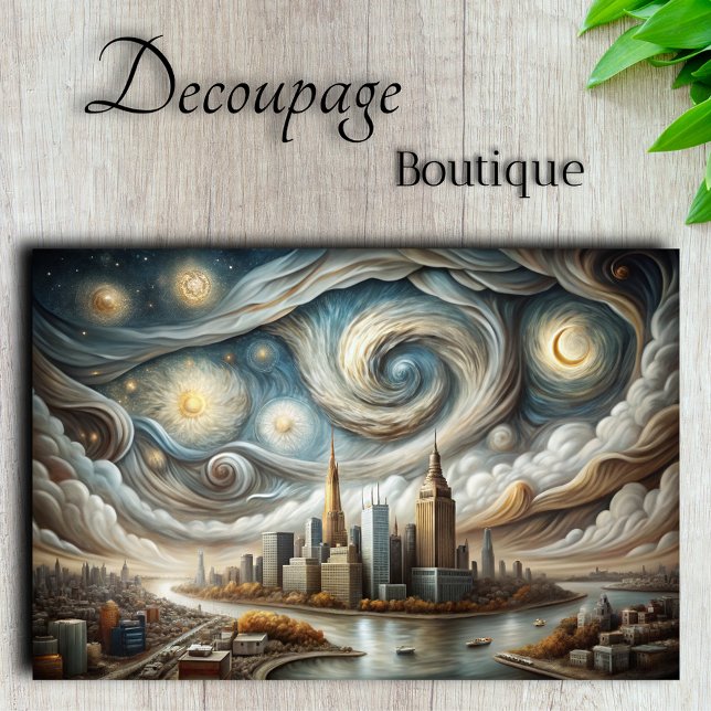 Papel De Seda Starry Manhattan Decoupage (Starry Manhattan Decoupage Tissue Paper)