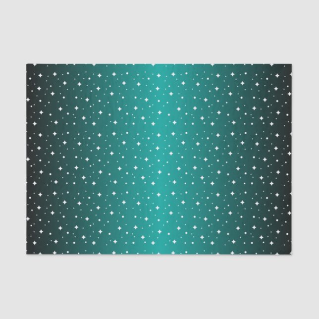 Papel De Seda Starry Night in Shiny Teal (Frente )