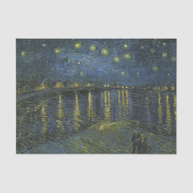 Papel De Seda Starry Night no Rhone, Vincent van Gogh (Frente )