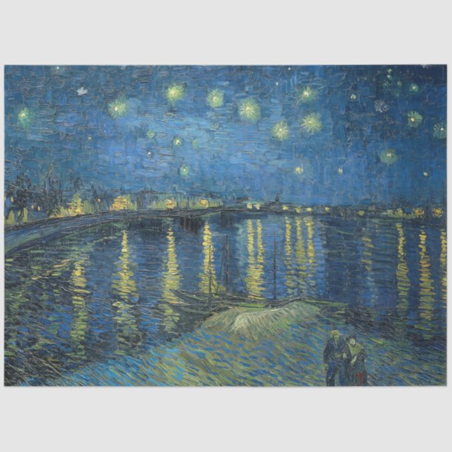 Papel De Seda Starry Night Over the River Rhone (por van Gogh) (Frente )