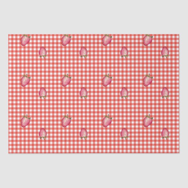 Papel De Seda Stawberry Barn Red Gingham (Frente )
