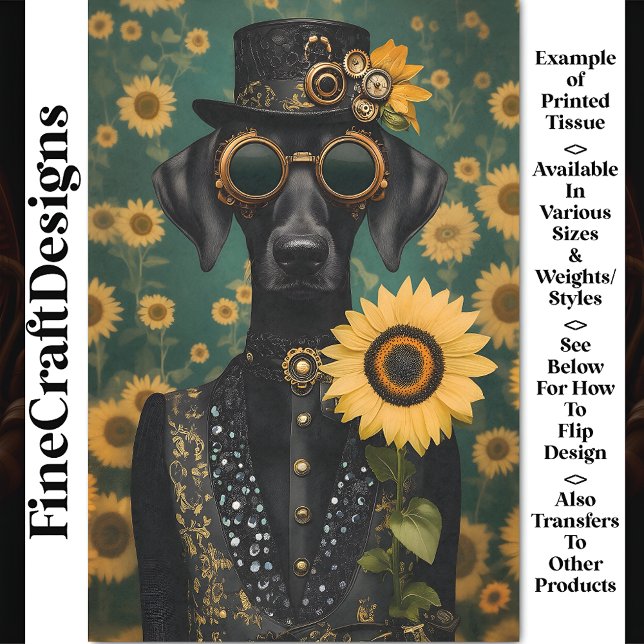 Papel De Seda Steampunk Black Dog + Decoupage Sunflower AK8 (Criador carregado)