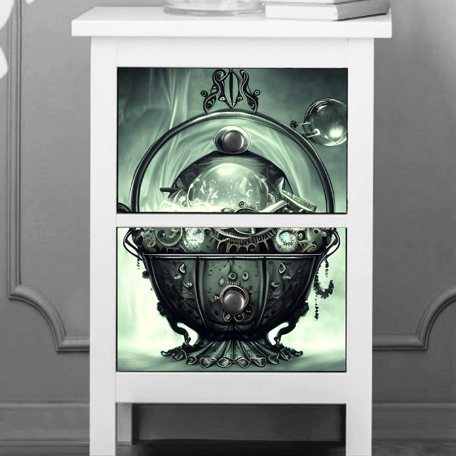 Papel De Seda Steampunk Cauldron com Crystal Ball and Orbs (Criador carregado)