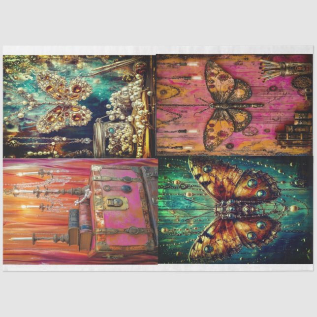 Papel De Seda Steampunk Collage por Elsie Lane (Frente )