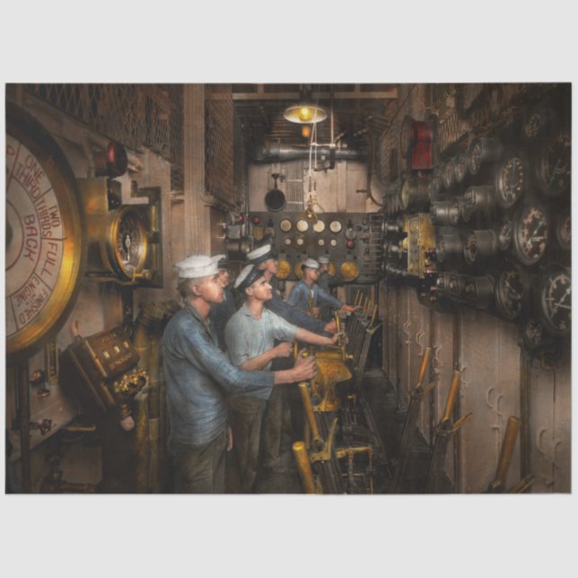 Papel De Seda Steampunk - Controles no USS Washington 1920 (Frente )