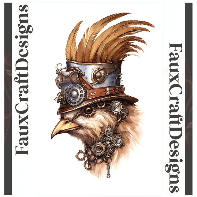 Papel De Seda Steampunk Cute Crazy Frango Decoupage Esquerdo 113 (Criador carregado)