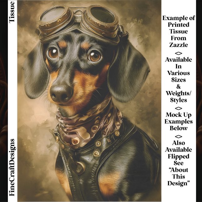 Papel De Seda Steampunk Dachshund Dog Aviator EP7L Decoupage (Criador carregado)