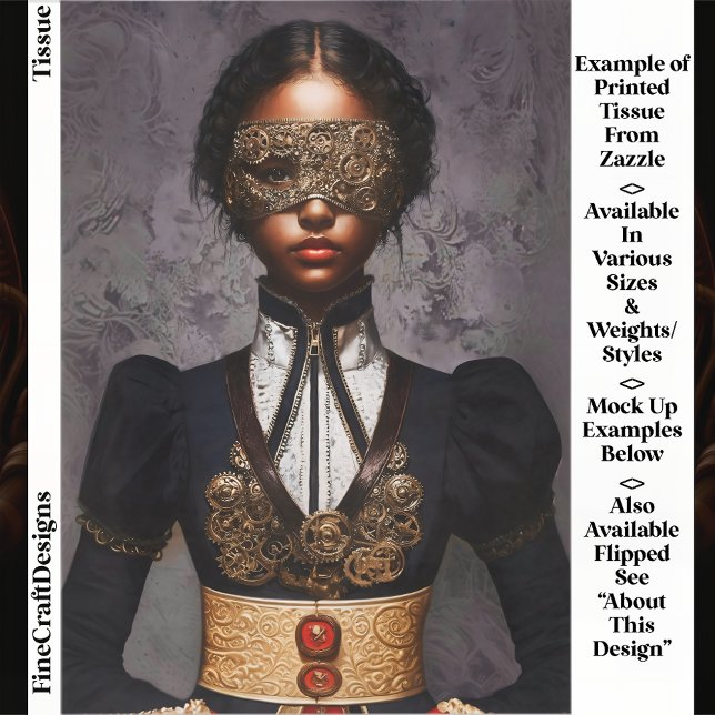Papel De Seda Steampunk Dark Skin Woman In Mask EM4L Decoupage (Criador carregado)