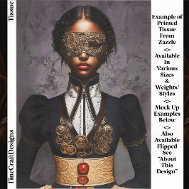 Papel De Seda Steampunk Dark Skin Woman In Mask EM4R Decoupage