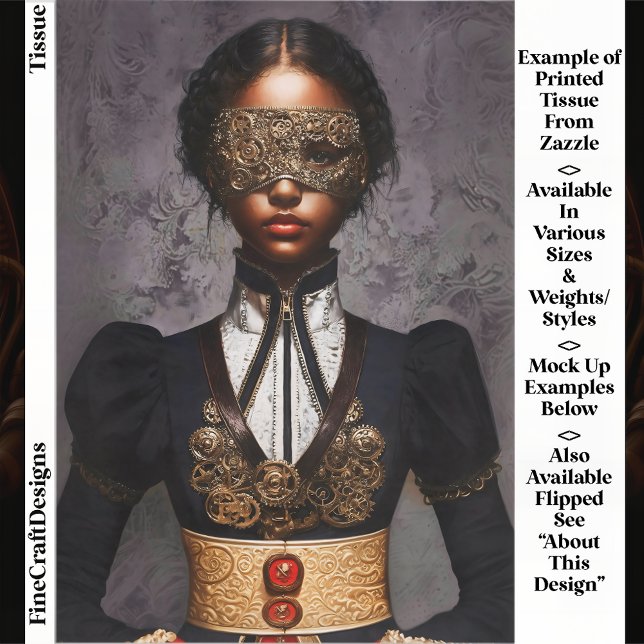 Papel De Seda Steampunk Dark Skin Woman In Mask EM4R Decoupage (Criador carregado)