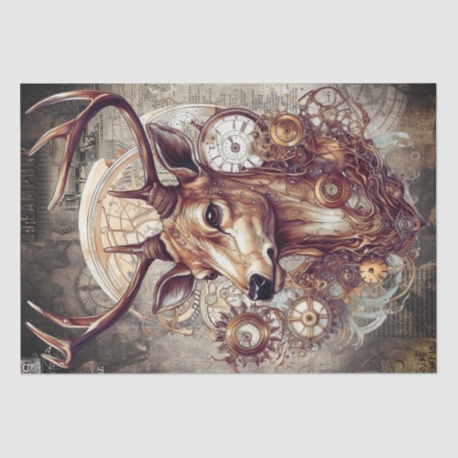 Papel De Seda Steampunk Deer (Frente )