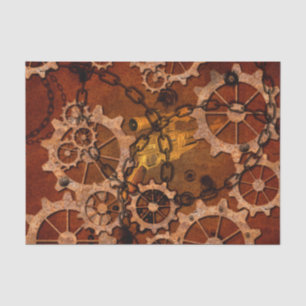 Papel De Seda Steampunk, engrenagens no metal oxidado