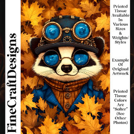 Papel De Seda Steampunk Fantasia Adorável Guaxinim Outono T2 Dec