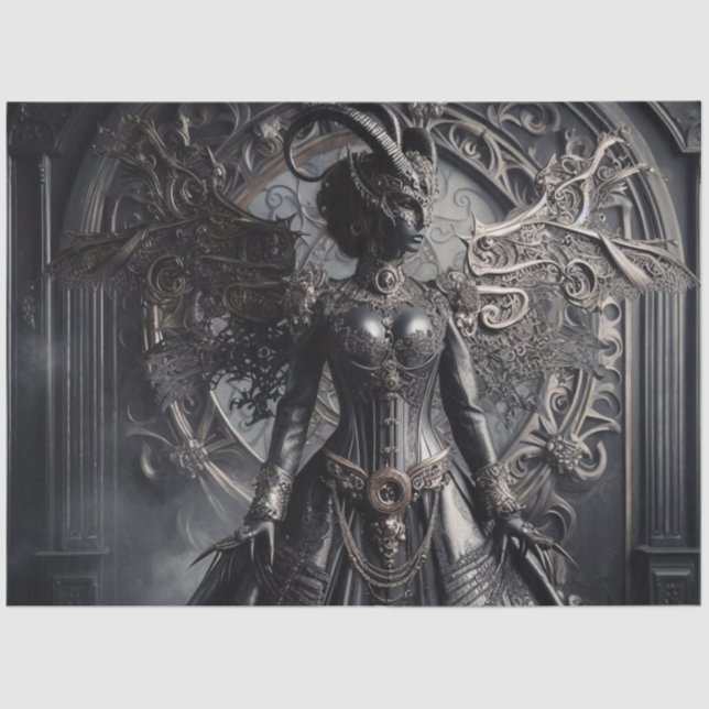 Papel De Seda Steampunk Fantasy Darkness Demon Fashion  (Frente )