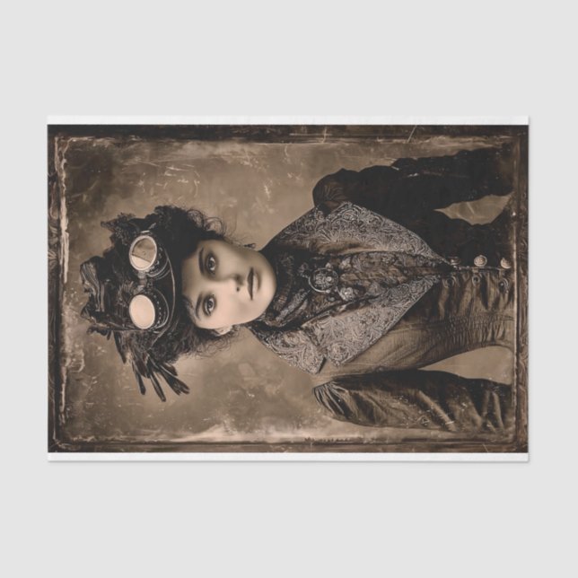 Papel De Seda Steampunk Fantasy Woman Photo Styl DX4L Decoupage (Frente )