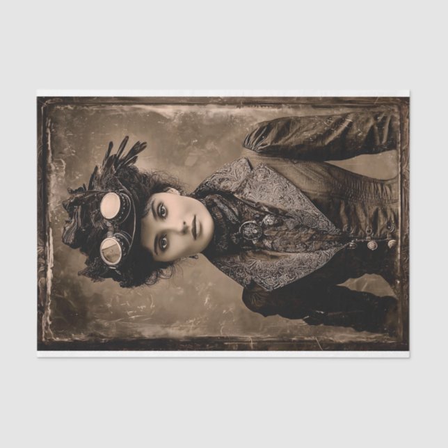 Papel De Seda Steampunk Fantasy Woman Photo Styl DX4R Decoupage (Frente )