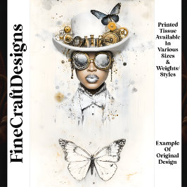 Papel De Seda Steampunk Feminino em Branco & Borboleta Q3 Decoup