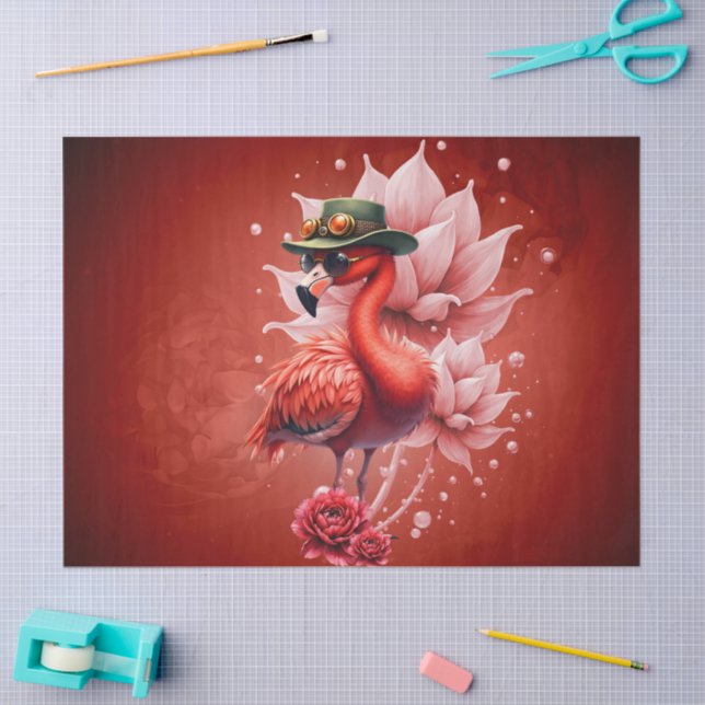 Papel De Seda Steampunk Flamingo - Trabalho de arte Digital Fant (Arte )