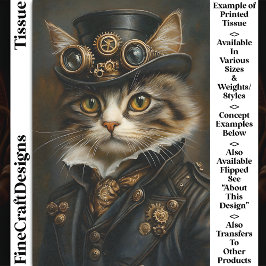 Papel De Seda Steampunk Fofo Elegante Gato Gatito BR6 Decoupagem