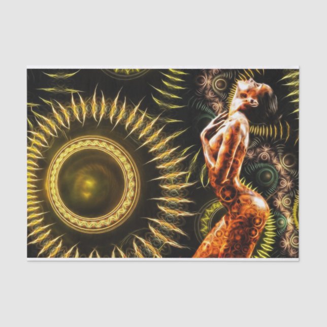 Papel De Seda Steampunk Fractal Fantasy Linda Mulher (Frente )