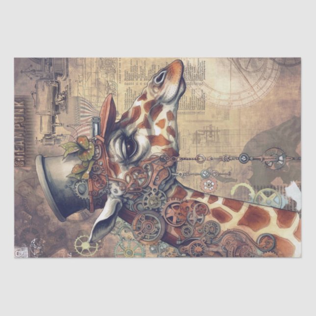 Papel De Seda Steampunk Giraffe Animal (Frente )